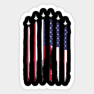 American Flag USA Airplane Jet Fighter 4th of July Patriotic T-Shirt Sticker